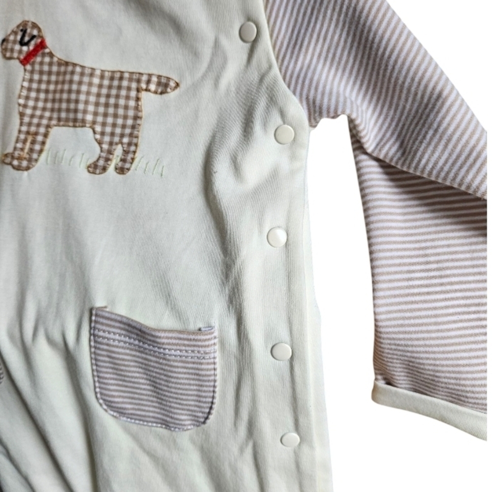 12M Cream and Tan Kids One Piece with Dog Design New With Tags - Picture 4 of 9